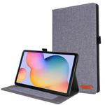 For Samsung Galaxy Tab S6 Lite Horizontal Flip TPU + Fabric PU Leather Protective Case with Name Card Clip(Grey)