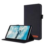For Lenovo Tab M7 Horizontal Flip TPU + Fabric PU Leather Protective Case with Name Card Clip(Black)
