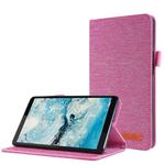 For Lenovo Tab M7 Horizontal Flip TPU + Fabric PU Leather Protective Case with Name Card Clip(Rose Red)