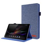 For Lenovo Tab M8 Horizontal Flip TPU + Fabric PU Leather Protective Case with Name Card Clip(Dark Blue)