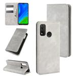 For Huawei P smart 2020 Retro-skin Business Magnetic Suction Leather Case with Holder & Card Slots & Wallet(Grey)