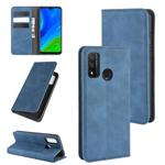 For Huawei P smart 2020 Retro-skin Business Magnetic Suction Leather Case with Holder & Card Slots & Wallet(Dark Blue)