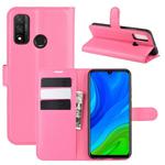 For Huawei P smart 2020 Litchi Texture Horizontal Flip Protective Case with Holder & Card Slots & Wallet(Rose red)