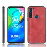 For Motorola Moto G8 Power Shockproof Sewing Cow Pattern Skin PC + PU + TPU Case(Red)