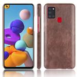 For Samsung Galaxy A21s Shockproof Litchi Texture PC + PU Case(Brown)