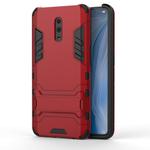 Shockproof PC + TPU Case for OPPO Reno , with Holder(Red)