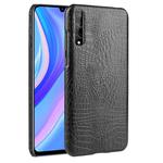 For Huawei Y8p Shockproof Crocodile Texture PC + PU Case(Black)