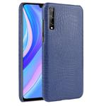 For Huawei Y8p Shockproof Crocodile Texture PC + PU Case(Blue)