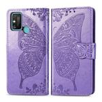 For Huawei Honor 9A Butterfly Love Flower Embossed Horizontal Flip Leather Case with Bracket / Card Slot / Wallet / Lanyard(Light Purple)