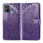 For Huawei Honor 9A Butterfly Love Flower Embossed Horizontal Flip Leather Case with Bracket / Card Slot / Wallet / Lanyard(Dark Purple)