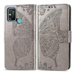 For Huawei Honor 9A Butterfly Love Flower Embossed Horizontal Flip Leather Case with Bracket / Card Slot / Wallet / Lanyard(Gray)