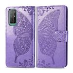 For Huawei Honor 30S Butterfly Love Flower Embossed Horizontal Flip Leather Case with Bracket / Card Slot / Wallet / Lanyard(Light Purple)