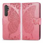 For Xiaomi Note 10 Lite Butterfly Love Flower Embossed Horizontal Flip Leather Case with Bracket / Card Slot / Wallet / Lanyard(Pink)