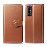 Huawei Honor 30 Pro Retro Solid Color Leather Buckle Phone Case with Lanyard & Photo Frame & Card Slot & Wallet & Stand Function(Brown)