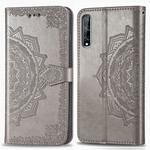 For Huawei Y8P / Enjoy 10S Halfway Mandala Embossing Pattern Horizontal Flip Leather Case with Holder & Card Slots & Wallet & Photo Frame & Lanyard(Gray)