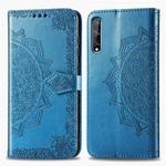 For Huawei Y8P / Enjoy 10S Halfway Mandala Embossing Pattern Horizontal Flip Leather Case with Holder & Card Slots & Wallet & Photo Frame & Lanyard(Blue)