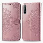 For Huawei Y8P / Enjoy 10S Halfway Mandala Embossing Pattern Horizontal Flip Leather Case with Holder & Card Slots & Wallet & Photo Frame & Lanyard(Rose Gold)