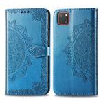 For Huawei Y5P 2020 /  Honor 9S Halfway Mandala Embossing Pattern Horizontal Flip Leather Case with Holder & Card Slots & Wallet & Photo Frame & Lanyard(Blue)