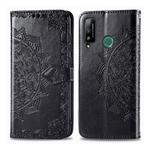 For Huawei Honor Play 4T Halfway Mandala Embossing Pattern Horizontal Flip Leather Case with Holder & Card Slots & Wallet & Photo Frame & Lanyard(Black)