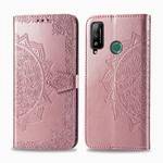 For Huawei Honor Play 4T Halfway Mandala Embossing Pattern Horizontal Flip Leather Case with Holder & Card Slots & Wallet & Photo Frame & Lanyard(Rose Gold)