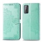 For Huawei Honor Play 4T Pro Halfway Mandala Embossing Pattern Horizontal Flip Leather Case with Holder & Card Slots & Wallet & Photo Frame & Lanyard(Green)