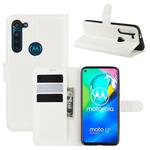 For Motorola Moto G8 Power Litchi Texture Horizontal Flip Protective Case with Holder & Card Slots & Wallet(White)