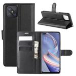 For Oppo A92s Litchi Texture Horizontal Flip Protective Case with Holder & Card Slots & Wallet(Black)