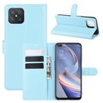 For Oppo A92s Litchi Texture Horizontal Flip Protective Case with Holder & Card Slots & Wallet(Blue)