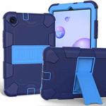 For Samsung Galaxy Tab A 8.4 (2020) Shockproof Two-Color Silicone Protection Case with Holder(Navy+Blue)