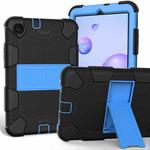 For Samsung Galaxy Tab A 8.4 (2020) Shockproof Two-Color Silicone Protection Case with Holder(Black+Blue)