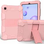For Samsung Galaxy Tab A 8.4 (2020) Shockproof Two-Color Silicone Protection Case with Holder(Rose Gold)