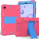 For Samsung Galaxy Tab A 8.4 (2020) Shockproof Two-Color Silicone Protection Case with Holder(Hot Pink+Blue)