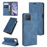 For Oppo A92s Retro-skin Business Magnetic Suction Leather Case with Holder & Card Slots & Wallet(Dark Blue)