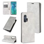 For Motorola Edge+ Retro-skin Business Magnetic Suction Leather Case with Holder & Card Slots & Wallet(Grey)