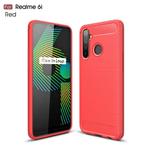 For OPPO Realme 6i Brushed Texture Carbon Fiber TPU Case(Red)