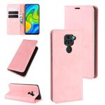 For Xiaomi Redmi Note 9/10X 4G Retro-skin Business Magnetic Suction Leather Case with Holder & Card Slots & Wallet(Pink)