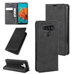 For LG K51 Retro-skin Business Magnetic Suction Leather Case with Holder & Card Slots & Wallet(Black)
