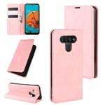 For LG K51 Retro-skin Business Magnetic Suction Leather Case with Holder & Card Slots & Wallet(Pink)