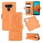 For LG K51 Dual-side Magnetic Buckle Horizontal Flip Leather Case with Holder & Card Slots & Wallet(Yellow)