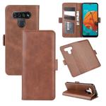 For LG K51 Dual-side Magnetic Buckle Horizontal Flip Leather Case with Holder & Card Slots & Wallet(Brown)
