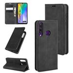 For Huawei Y6p Retro-skin Business Magnetic Suction Leather Case with Holder & Card Slots & Wallet(Black)