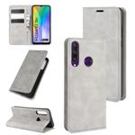 For Huawei Y6p Retro-skin Business Magnetic Suction Leather Case with Holder & Card Slots & Wallet(Grey)