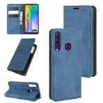 For Huawei Y6p Retro-skin Business Magnetic Suction Leather Case with Holder & Card Slots & Wallet(Dark Blue)