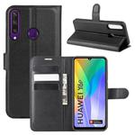 For Huawei Y6p Litchi Texture Horizontal Flip Protective Case with Holder & Card Slots & Wallet(Black)