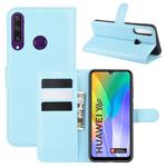 For Huawei Y6p Litchi Texture Horizontal Flip Protective Case with Holder & Card Slots & Wallet(Blue)