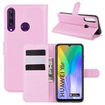 For Huawei Y6p Litchi Texture Horizontal Flip Protective Case with Holder & Card Slots & Wallet(Pink)