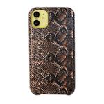 For iPhone 11 Snake Skin Pattern PU+PVC Material Shockproof Mobile Protective Case(Deep Brown)