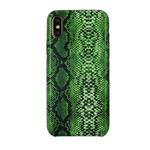 For iPhone X/XS Snake Skin Pattern PU+PVC Material Shockproof Mobile Protective Case(Grass Cyan)