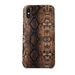 For iPhone X/XS Snake Skin Pattern PU+PVC Material Shockproof Mobile Protective Case(Light Brown)