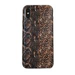 For iPhone X/XS Snake Skin Pattern PU+PVC Material Shockproof Mobile Protective Case(Deep Brown)